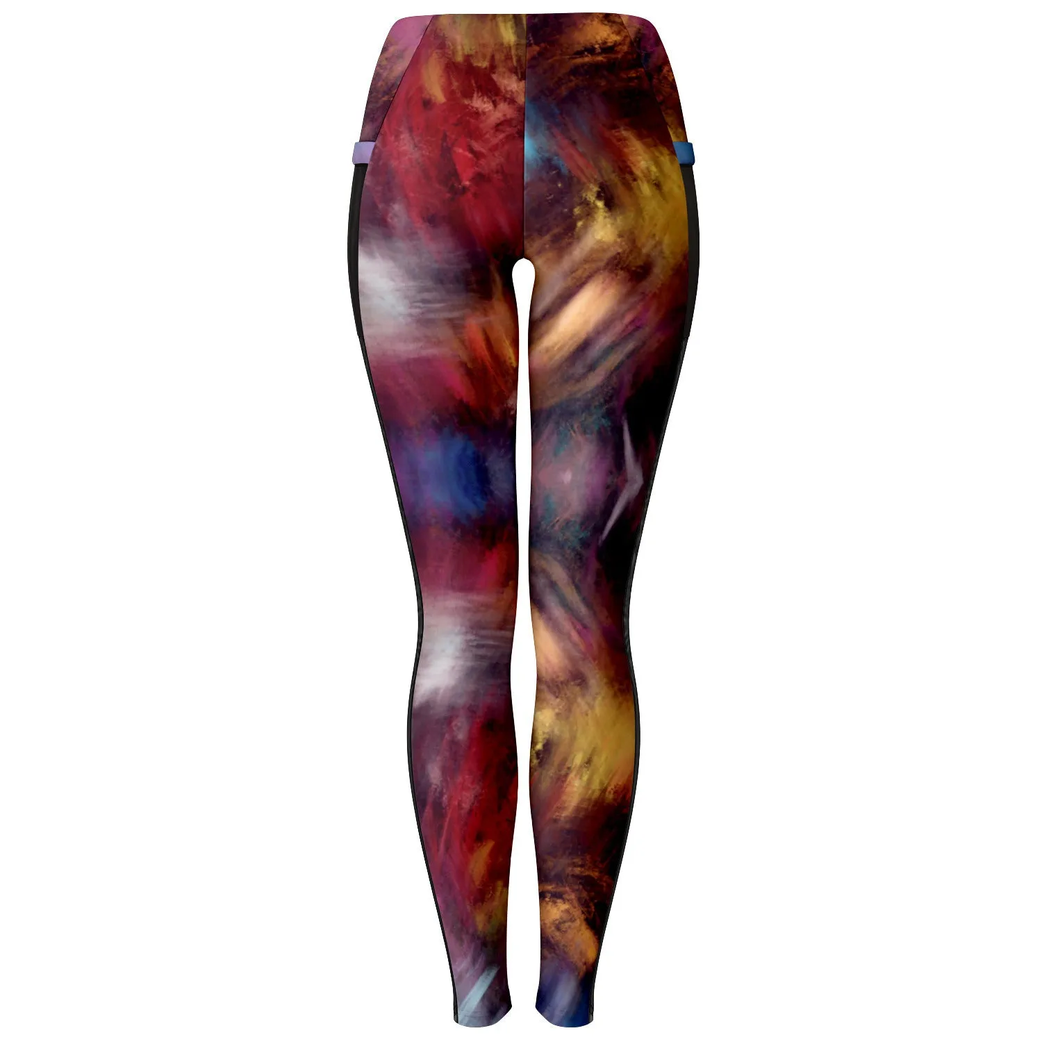 Burgundy Colours Mesh Panel Side Pockets Leggings (FWS)