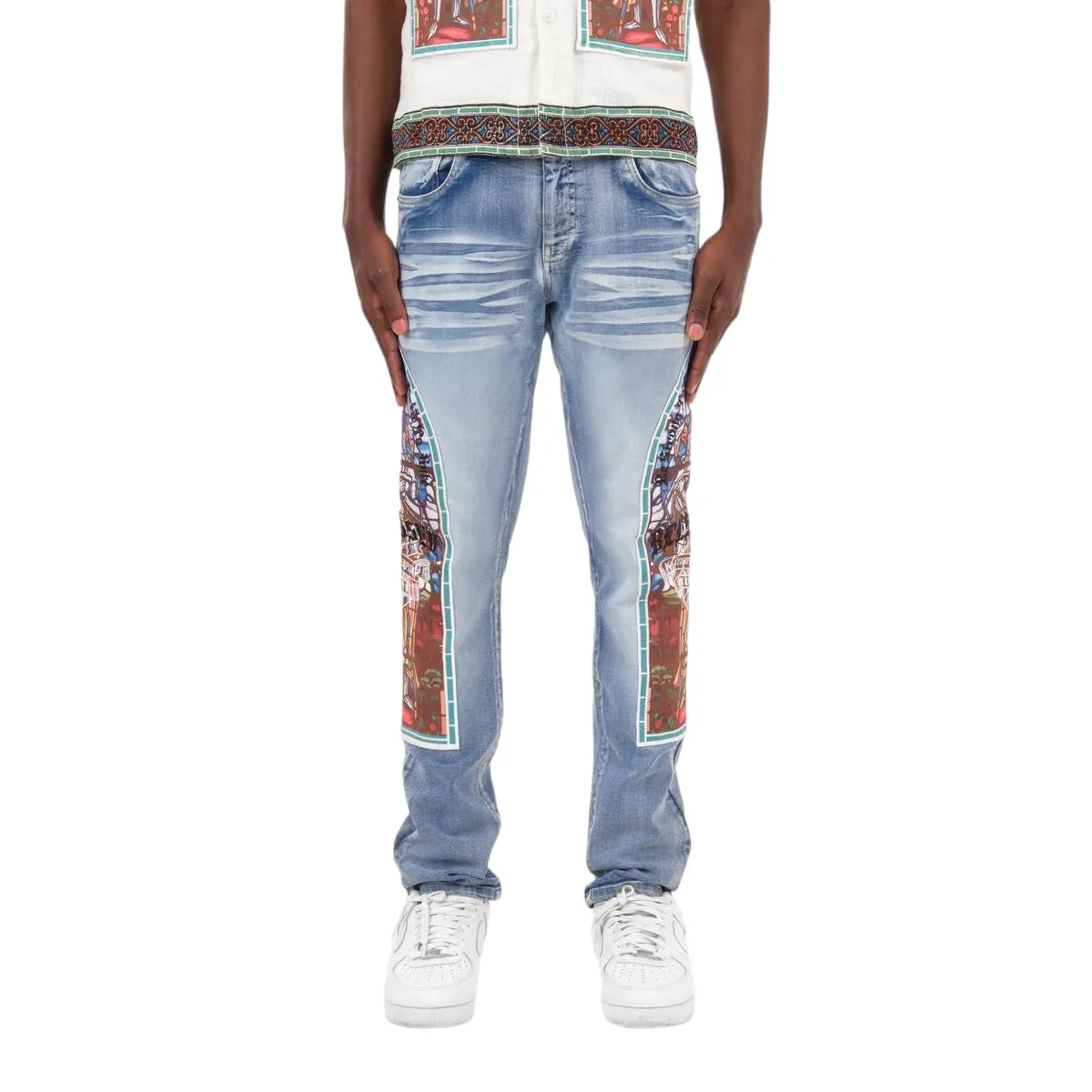 COPPER RIVET: Stained Glass Denim Jeans 413039