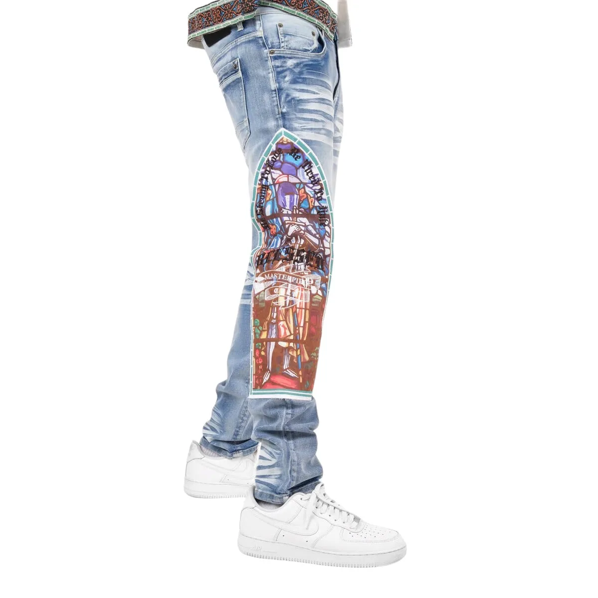COPPER RIVET: Stained Glass Denim Jeans 413039