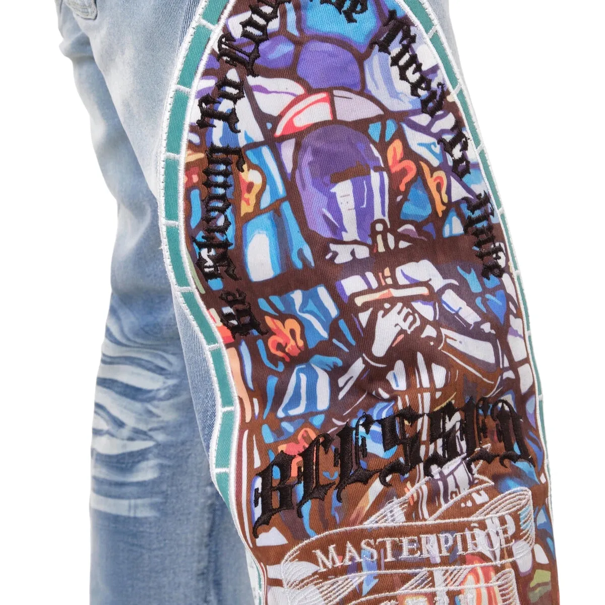 COPPER RIVET: Stained Glass Denim Jeans 413039