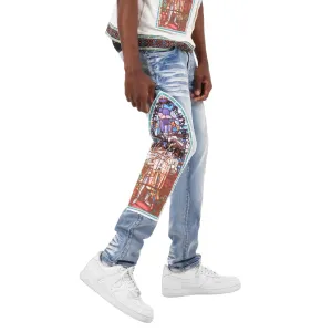 COPPER RIVET: Stained Glass Denim Jeans 413039
