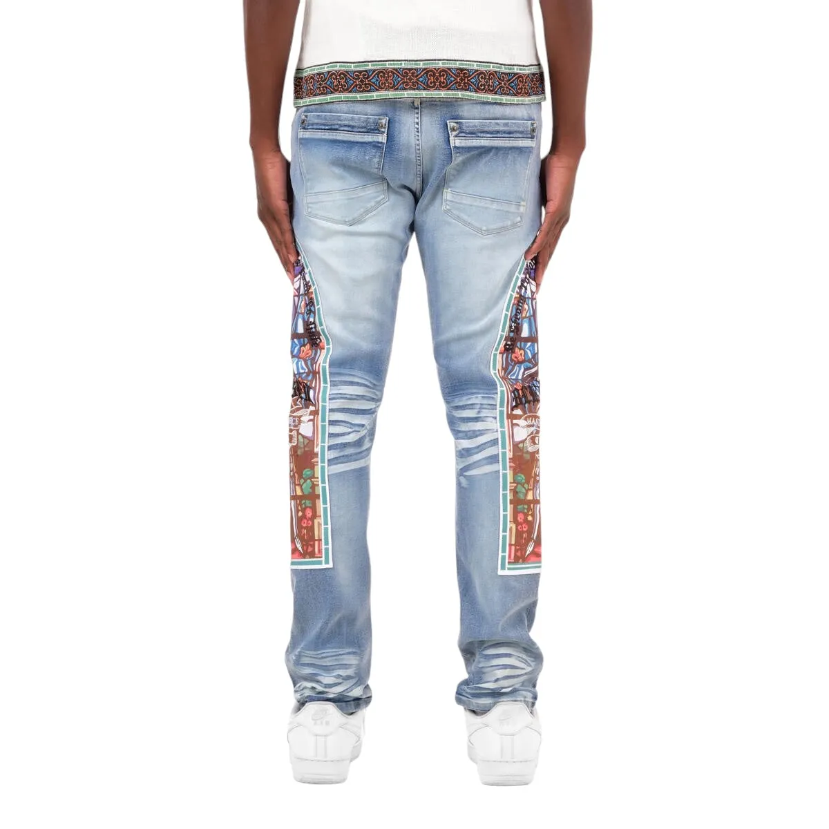 COPPER RIVET: Stained Glass Denim Jeans 413039