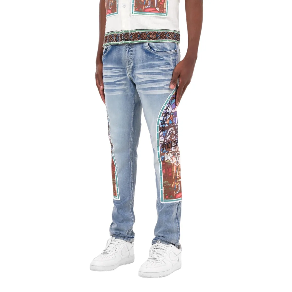 COPPER RIVET: Stained Glass Denim Jeans 413039