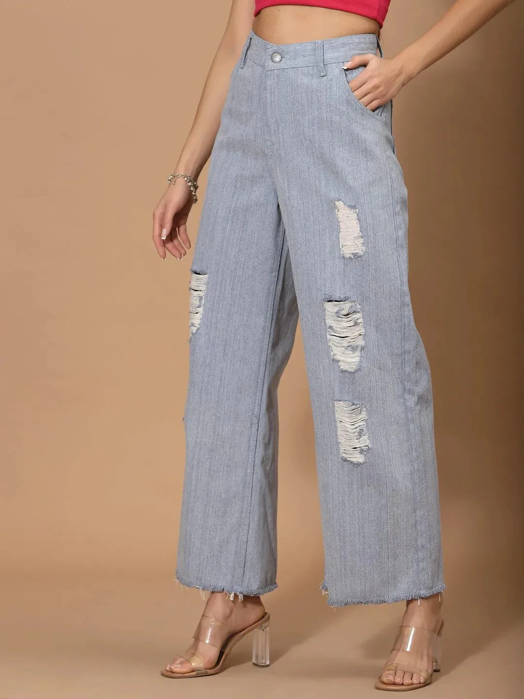 Flawless Women Sky Blue Flared Denim