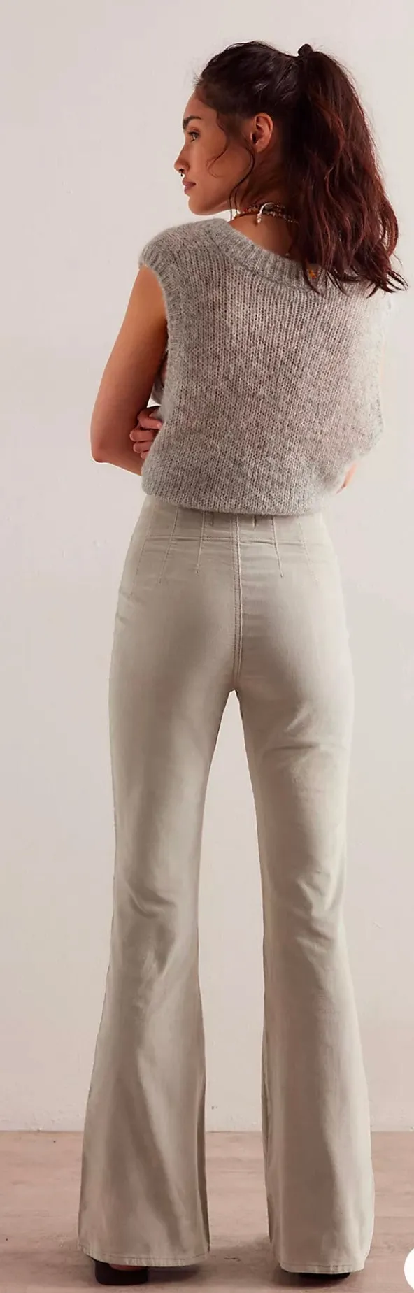 Jayde Cord Flare Jeans-Mineral Grey