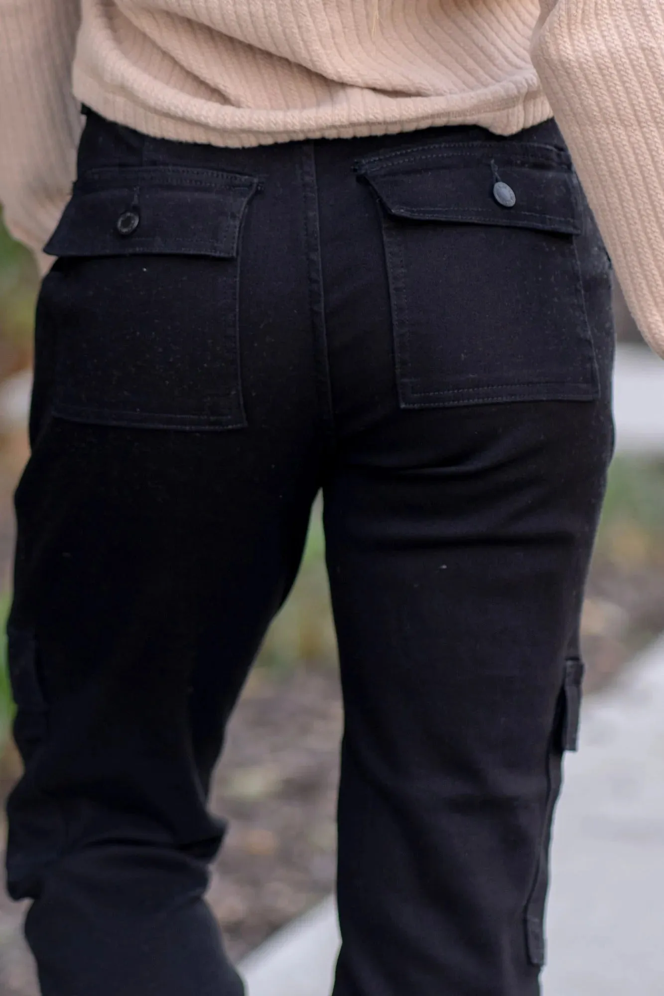 Judy Blue High Waist Cargo Cuff Black Jogger Denim Jeans 88910– sleekdenim.com