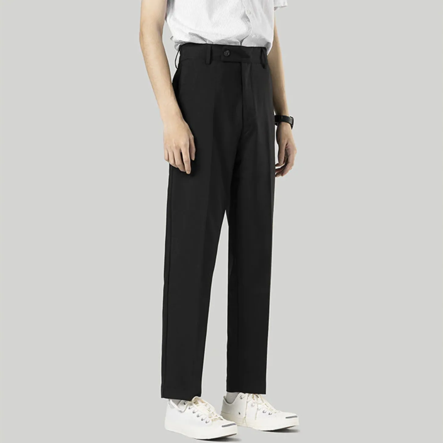 [Korean Style] Black Business Casual Straight Pants