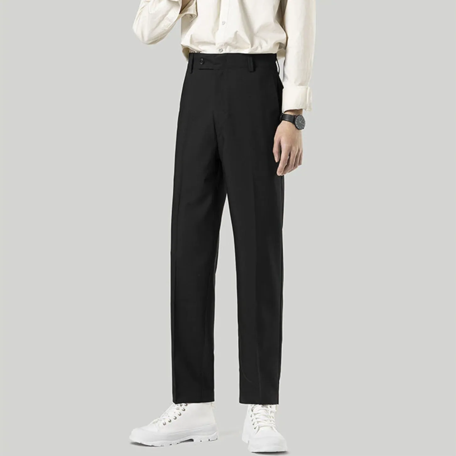 [Korean Style] Black Business Casual Straight Pants