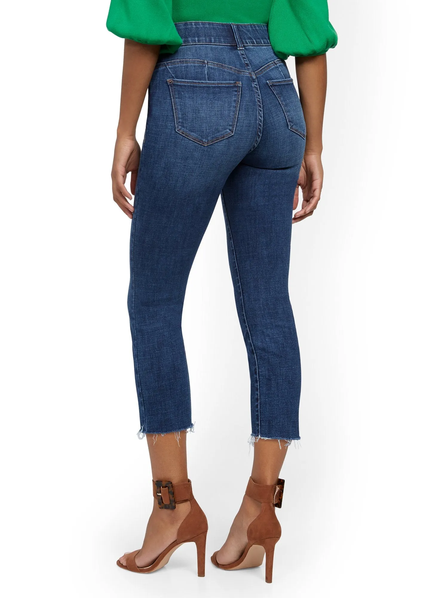 Mya Curvy High-Waisted Sculpting No Gap Capri Jeans - Limelight Blue