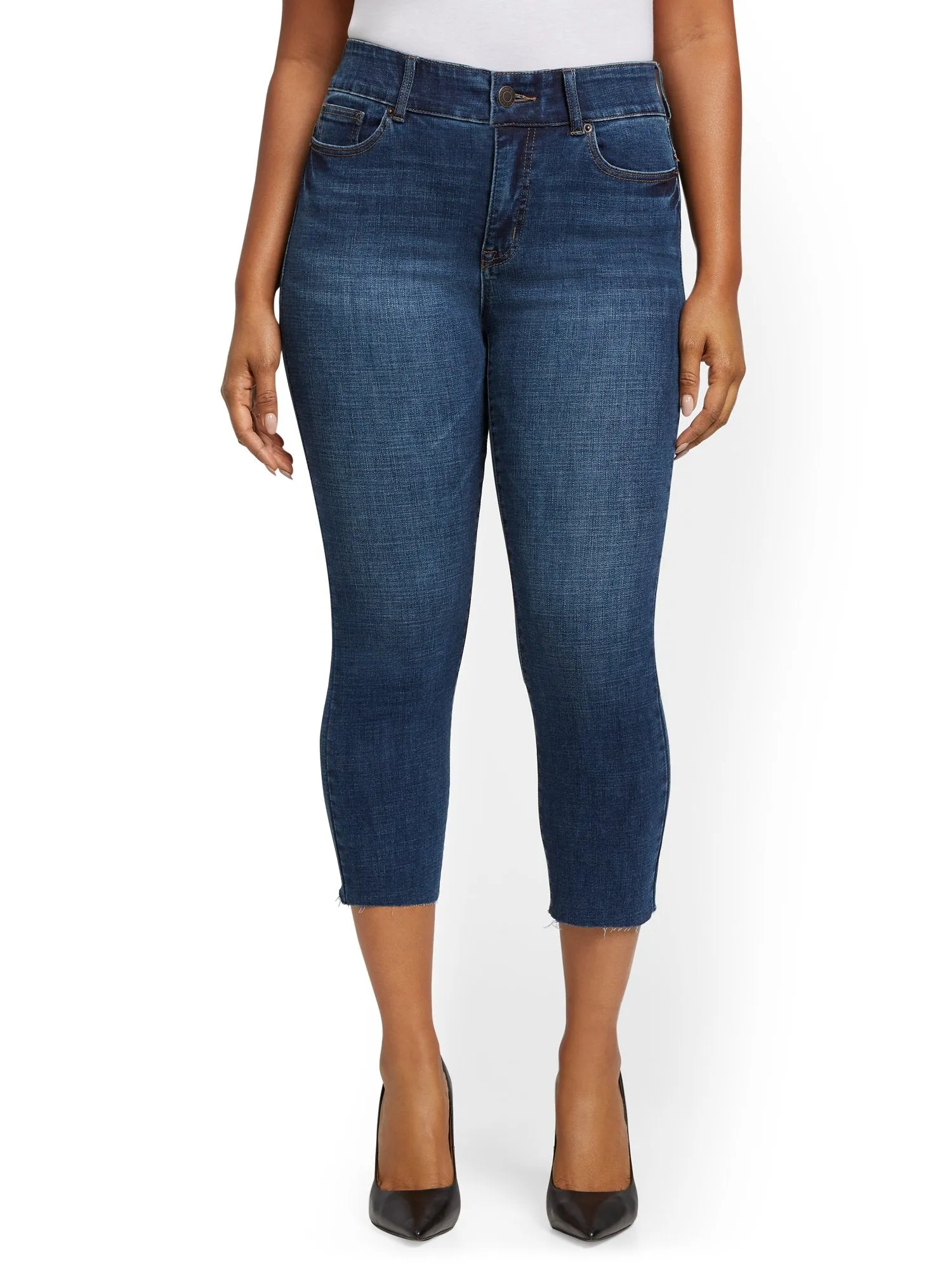 Mya Curvy High-Waisted Sculpting No Gap Capri Jeans - Limelight Blue