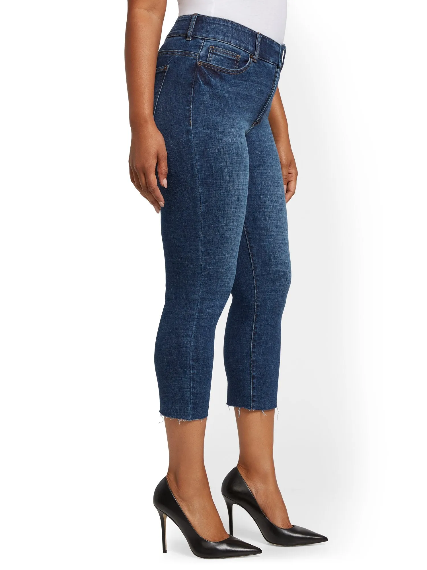 Mya Curvy High-Waisted Sculpting No Gap Capri Jeans - Limelight Blue