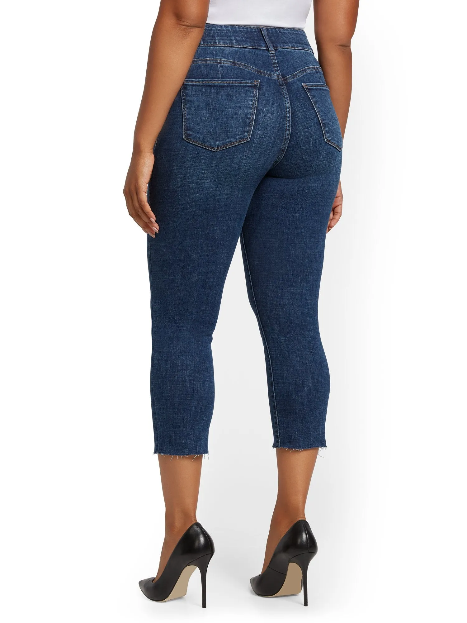 Mya Curvy High-Waisted Sculpting No Gap Capri Jeans - Limelight Blue