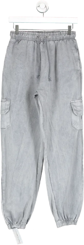 PrettyLittleThing Grey Cuffed Cargo Trousers UK 6