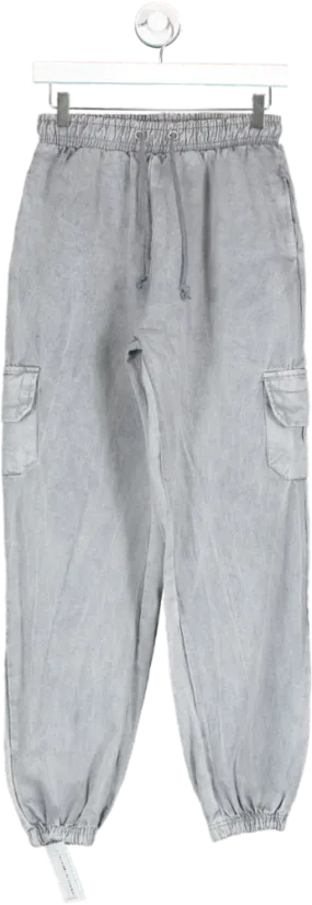 PrettyLittleThing Grey Cuffed Cargo Trousers UK 6
