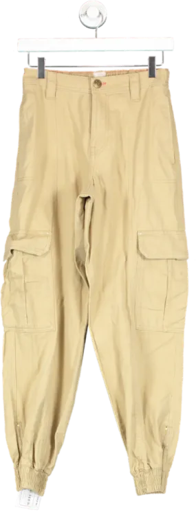 River Island Beige Cuffed Cargo Trousers UK 6