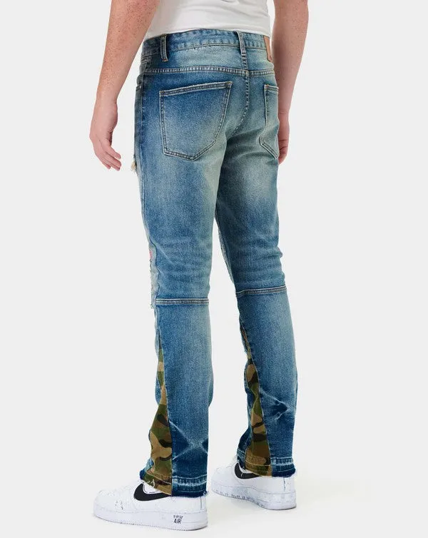 STEVO HEAVY RIP & REPAIR SLIM STRAIGHT DENIM