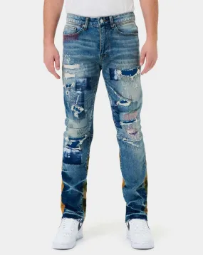 STEVO HEAVY RIP & REPAIR SLIM STRAIGHT DENIM
