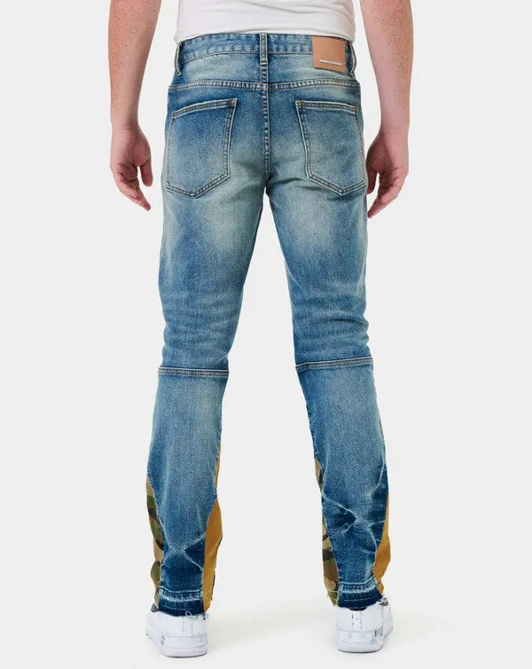 STEVO HEAVY RIP & REPAIR SLIM STRAIGHT DENIM