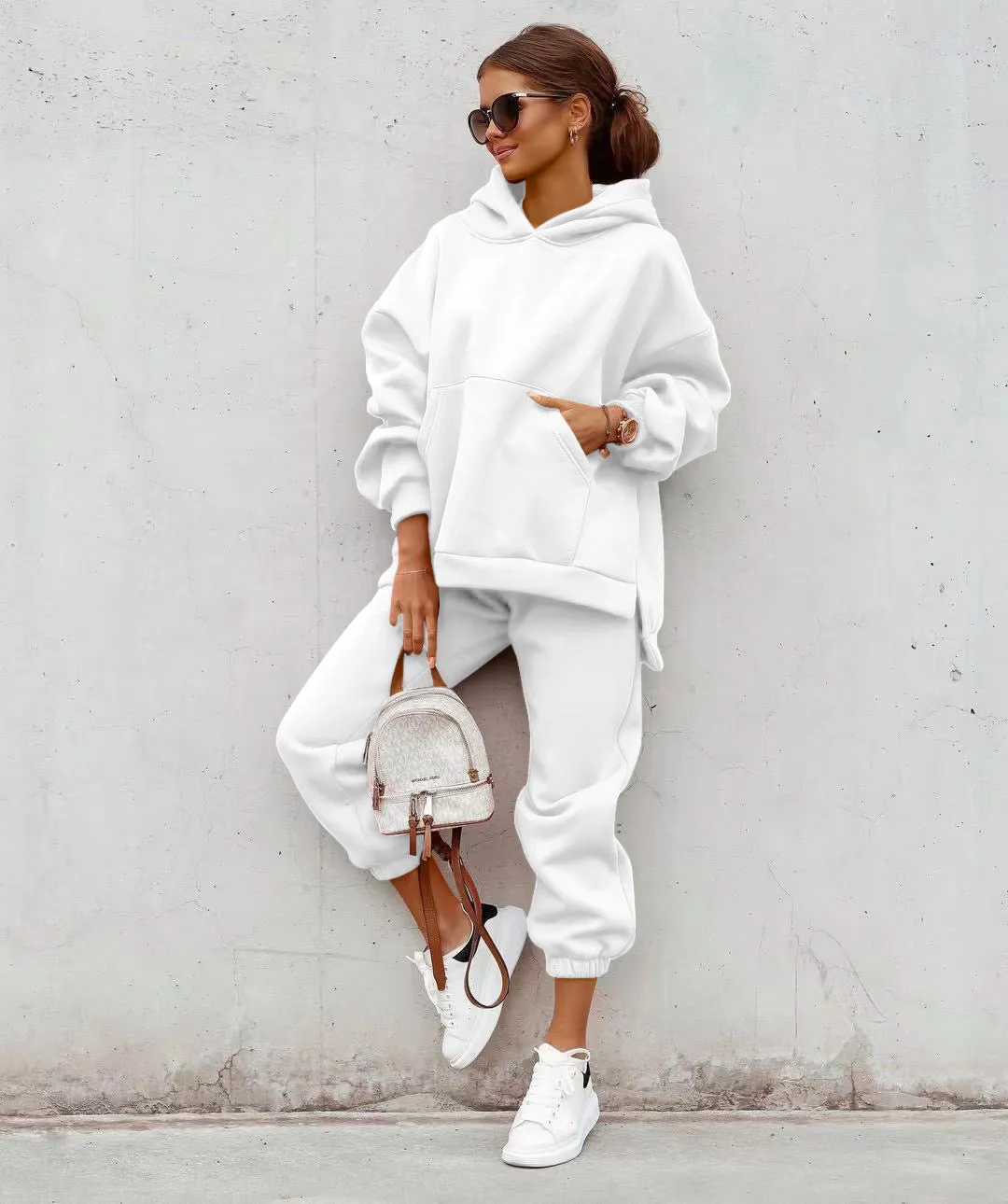 Tuta Donna Completo Felpa Pantalone Morbido Monocolore