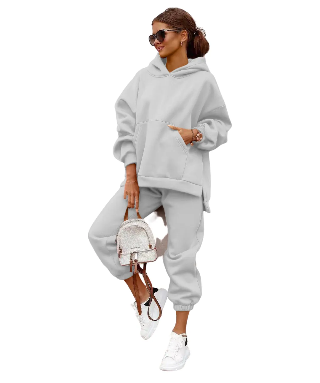 Tuta Donna Completo Felpa Pantalone Morbido Monocolore